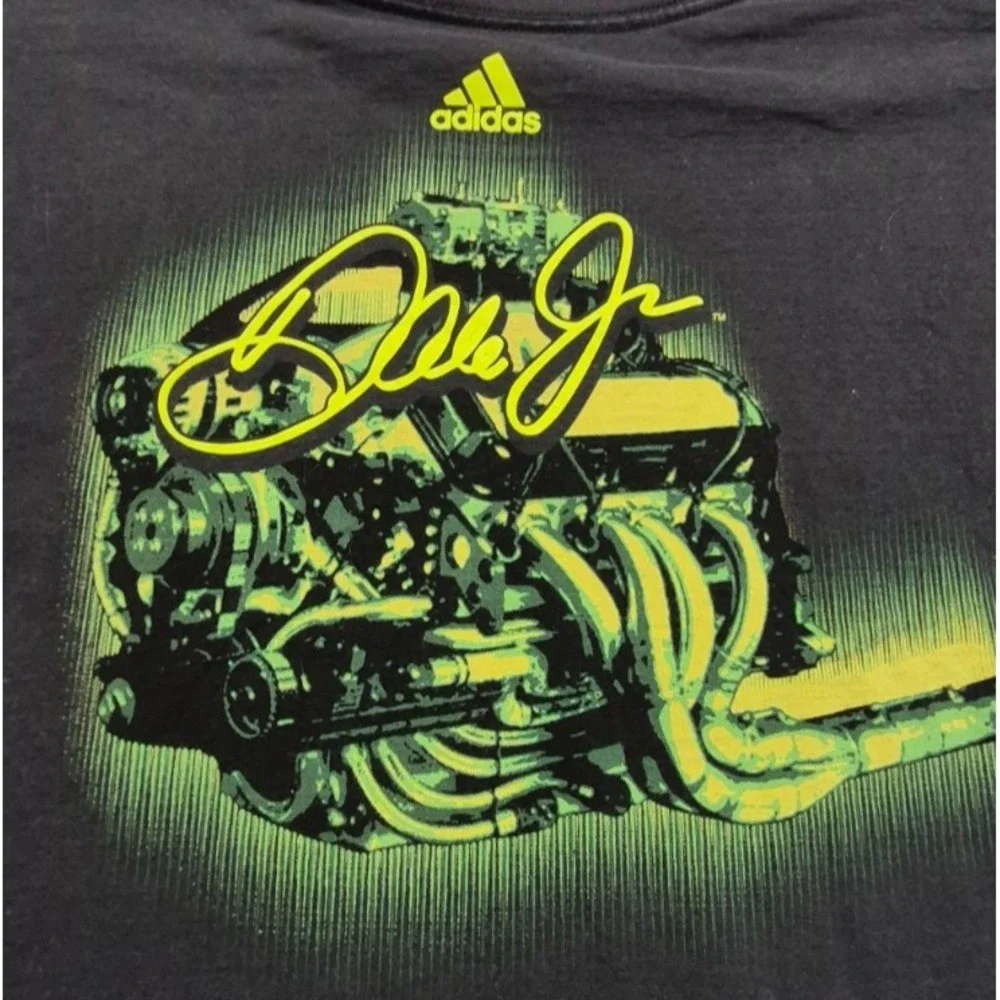 Adidas collab w/Dale Jr Racing‎ men's black graphic t-shirt sz. 2XL two sided